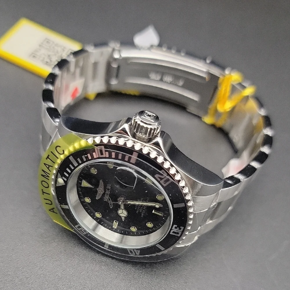 NWT Invicta 89260D Silver and Black Stainless Steel Mens Automatic Dive Watch